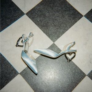 Badgley Mischka Lucille Heart Heel Slingback Pumps